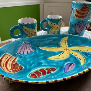 Italian Starfish Platter | Hand-Painted La Musa Italy Ceramic Serving Tray